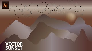 How to Create Golden Mountain Vector Illustration in 5 Minutes - Flat Design Illustrator Tutorial