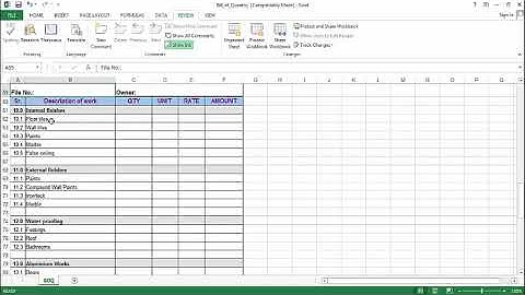 How to prepare Bill of Quantity BOQ in excel sheet