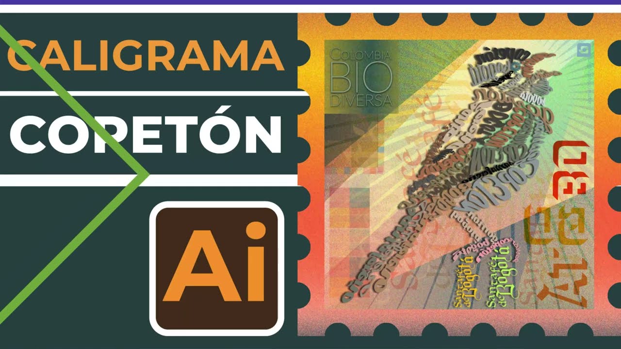 Caligrama de un copetón (ave) en Illustrator - Time lapse