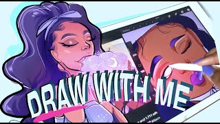 DRAW with me! 2 in 1 DTIYS! 🦋😍💜 Procreate