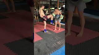 Coach Luke Training  with Kru Liam at Kiatphontip in Salaya, Thailand. orig. video by Kerri Milcarek
