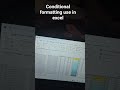 Conditional formatting use in excel