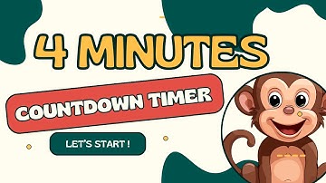 MONKEY COUNTDOWN ! 4:00 🐵 countdown timer from 4 minutes to zero in minutes and seconds / 240"