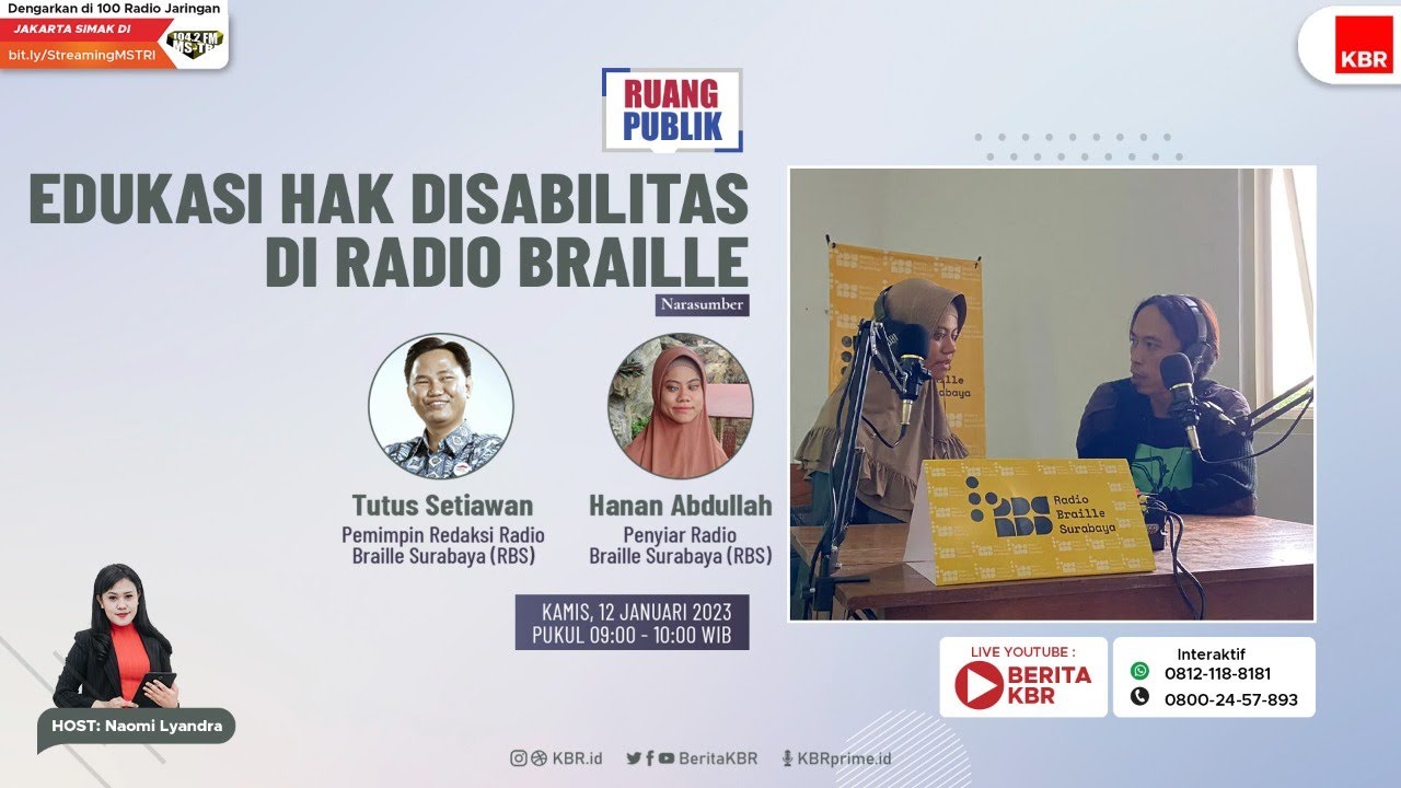 Talkshow Ruang Publik KBR Edukasi Hak Disabilitas di Radio Braille