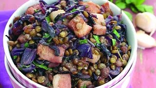 Чечевица с грудинкой и красной капустой Чечевица с грудинкой и красной капустой