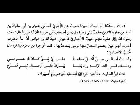 الحديث رقم 7402 ولست أبالي حين أقتل مسلما على أي شق كان لله مصرعي صحيح البخاري