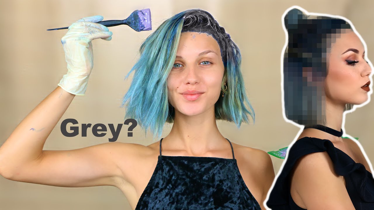 Dyeing My Blue Hair Dark Grey Youtube