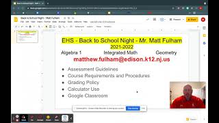 EHS Back to School Night - Matt Fulham