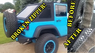 How to Repair a Missing Zipper Tooth on your Jeep Wrangler Soft Top! Quick and Easy! screenshot 3