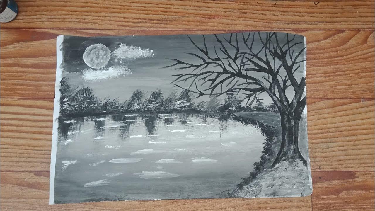 black and white landscape painting for beginners posters colors