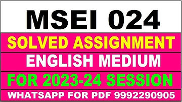 mse 024 solved assignment 2023-24 | msei 24 solved assignment in english 2024 | msei 24 2024