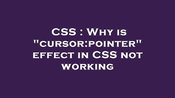 CSS : Why is "cursor:pointer" effect in CSS not working