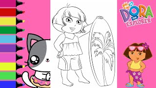 Coloring Dora The Explorer Beach Surf Time Coloring Book Pages Sprinkled Donuts Jr