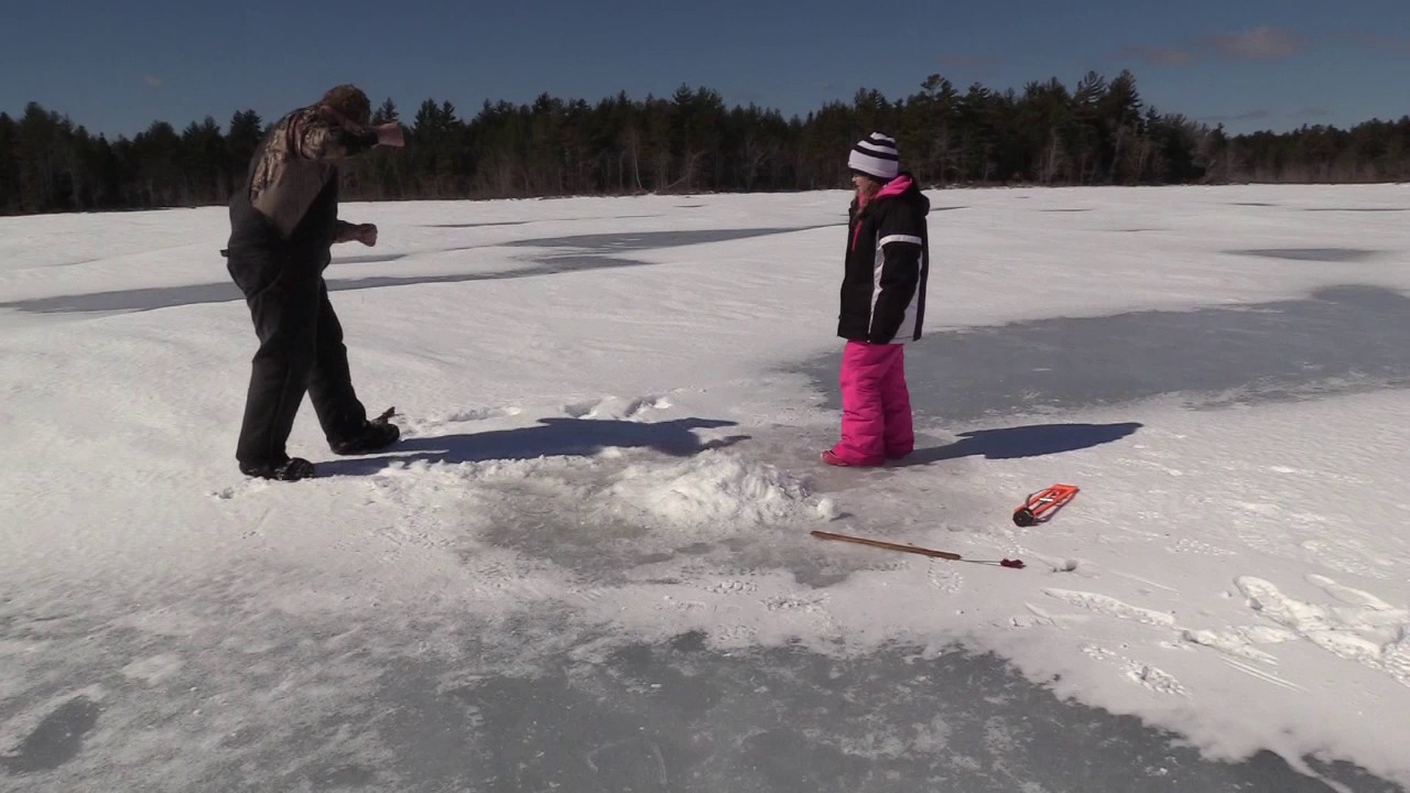 Maine ice fishing using my grandfathers tip up YouTube