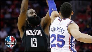 James Harden scores 31, injures wrist in win | 76ers vs. Rockets | NBA Highlights