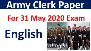 Army Clerk English paper for 31 May exam || Indian Army Clerk Exam Peper || oneplus defence academy