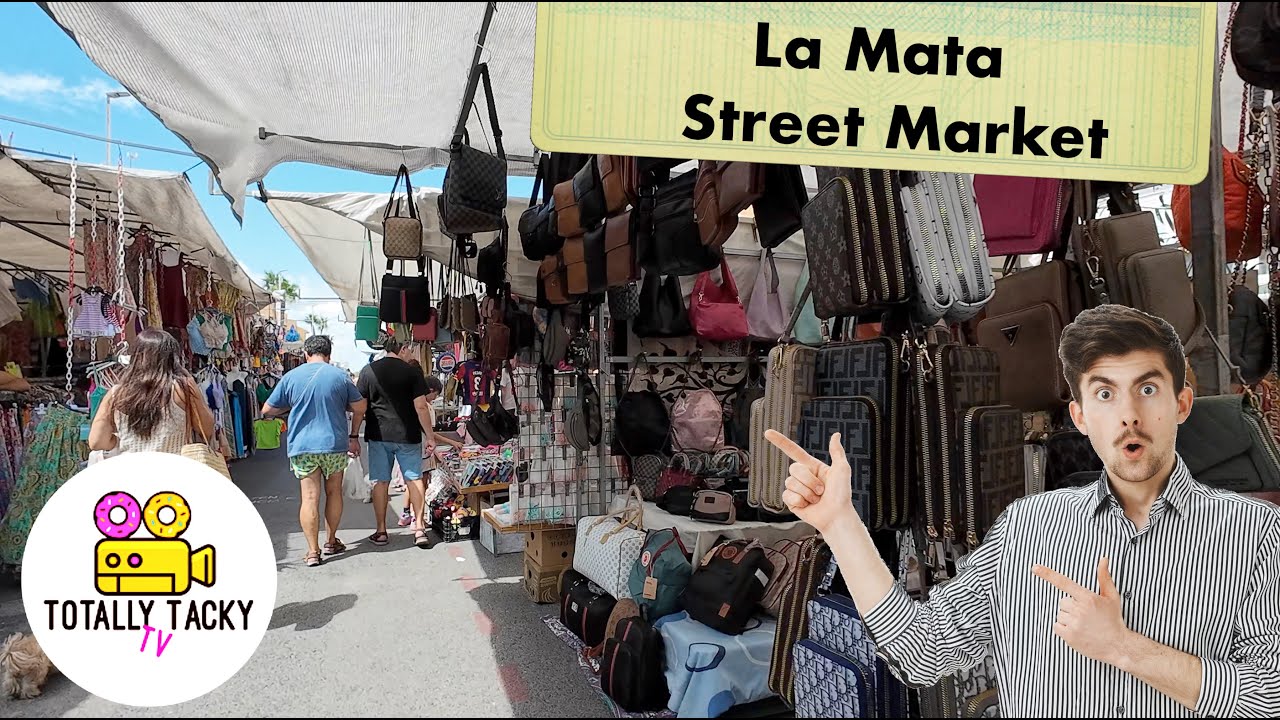 La Mata Street Market Walking Tour 4K. Torrevieja Alicante Spain
