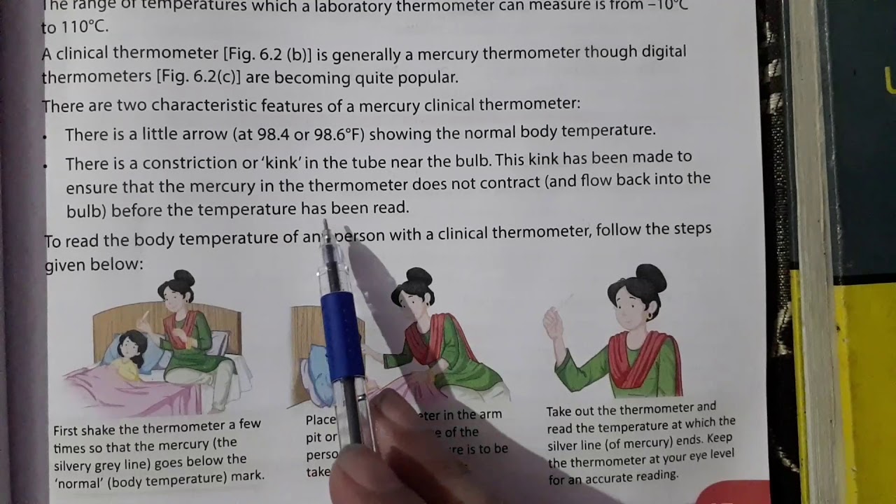 Reading a conventional thermometer, heat explanation ch 6 class 7 oxford book YouTube