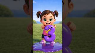 Red One ❤️ Green Two 💚 Purple Three 💜 | Toddler Number Learning Cartoon #shorts