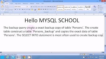 Backup Copy of Table In MYSQL