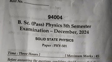 B.Sc Pass Computer science Solid State Physics Semester 5 | Maharshi Dayanand University | Dec 2024