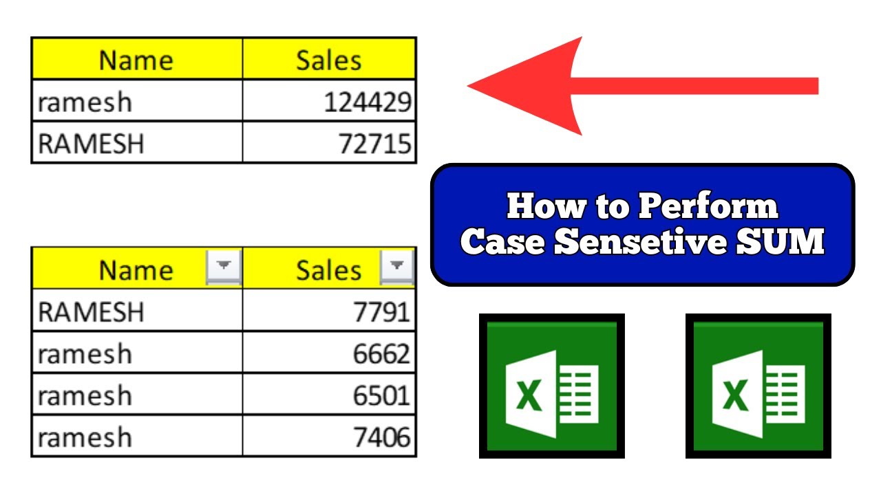 🔥How to perform case sensitive SUM ? How to use Excel Sumproduct formula with Excel Exact formula ?