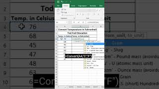 convert celsius into fahrenheit in #microsoft  #excel #msexcel #shorts #computer #education #tricks