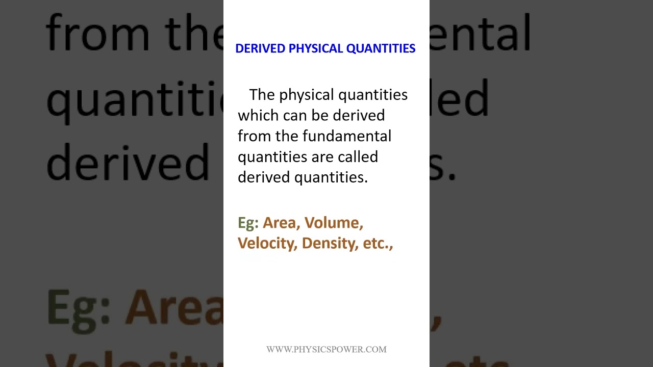 DERIVED PHYSICAL QUANTITIES DEFINITION IN TELUGU