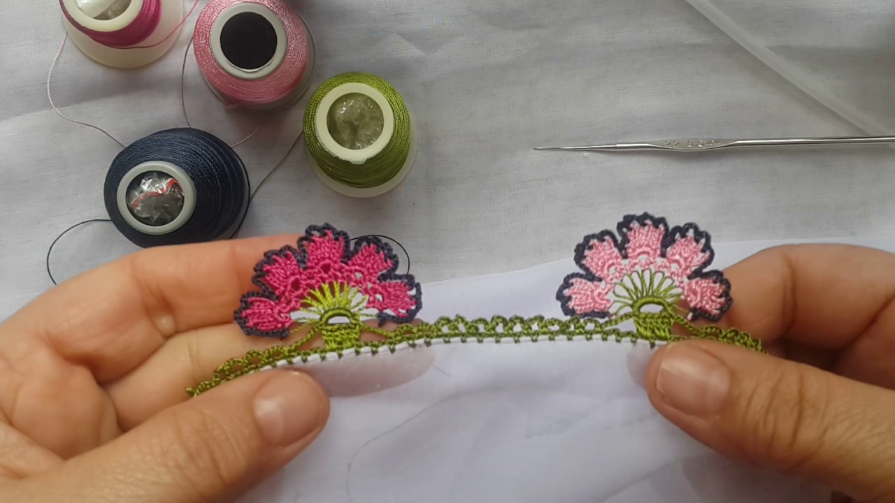 348-İğneden çevirme gösterişli ve kolay tığ oyası model yapımı