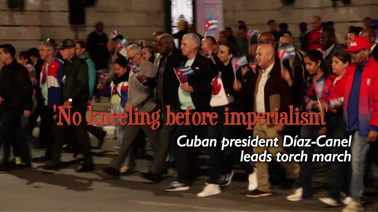 Led by President Díaz-Canel, thousands march with torch in Havana to honor Martí, protest US threats