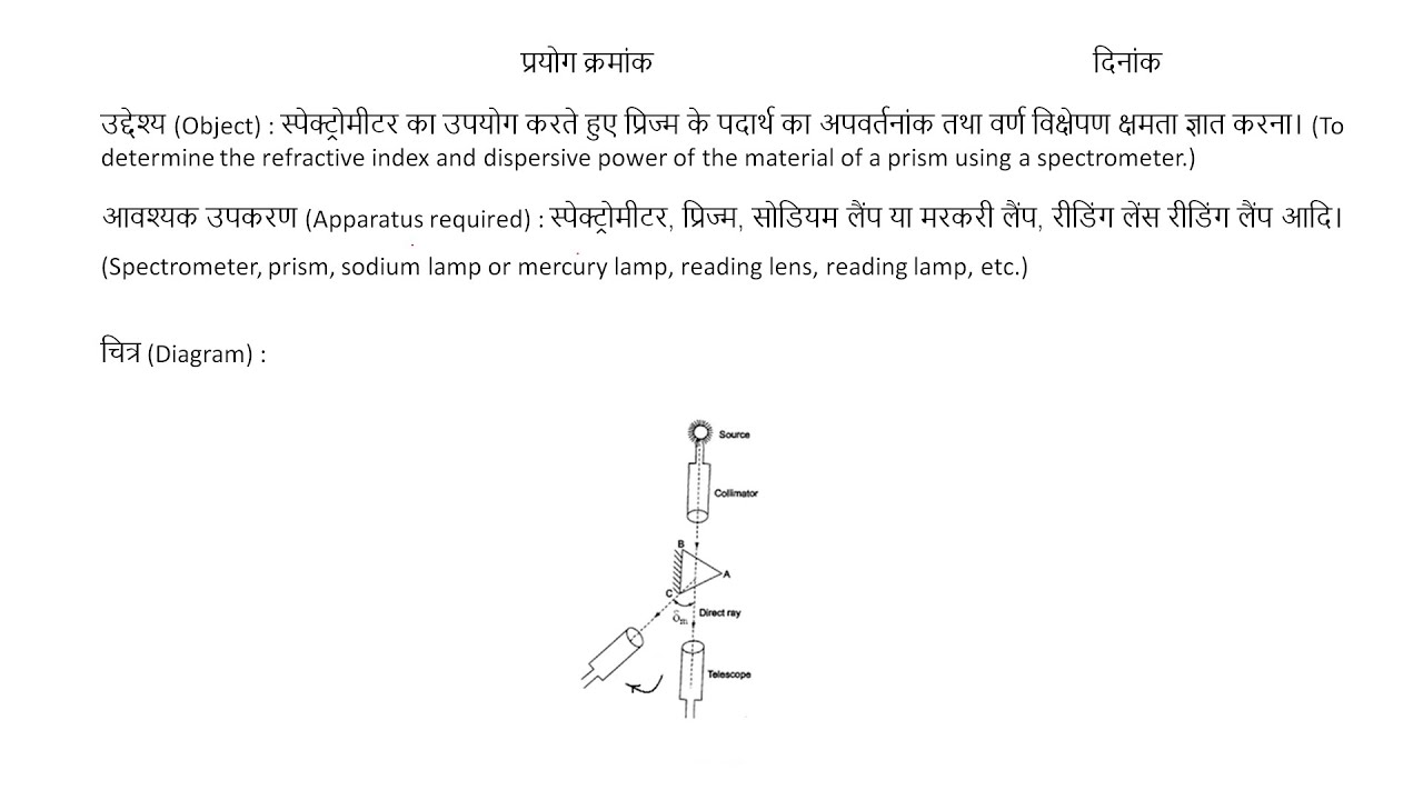 To determine the refractive index and dispersive power of the material