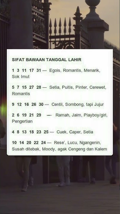 Sifat Bawaan Tanggal Lahir 1 Sampai 30. Kamu yang Mana?