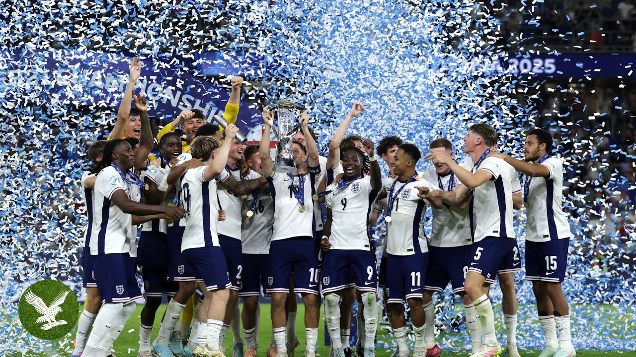 England under 21s celebrate European Championship title after thrilling win over Germany