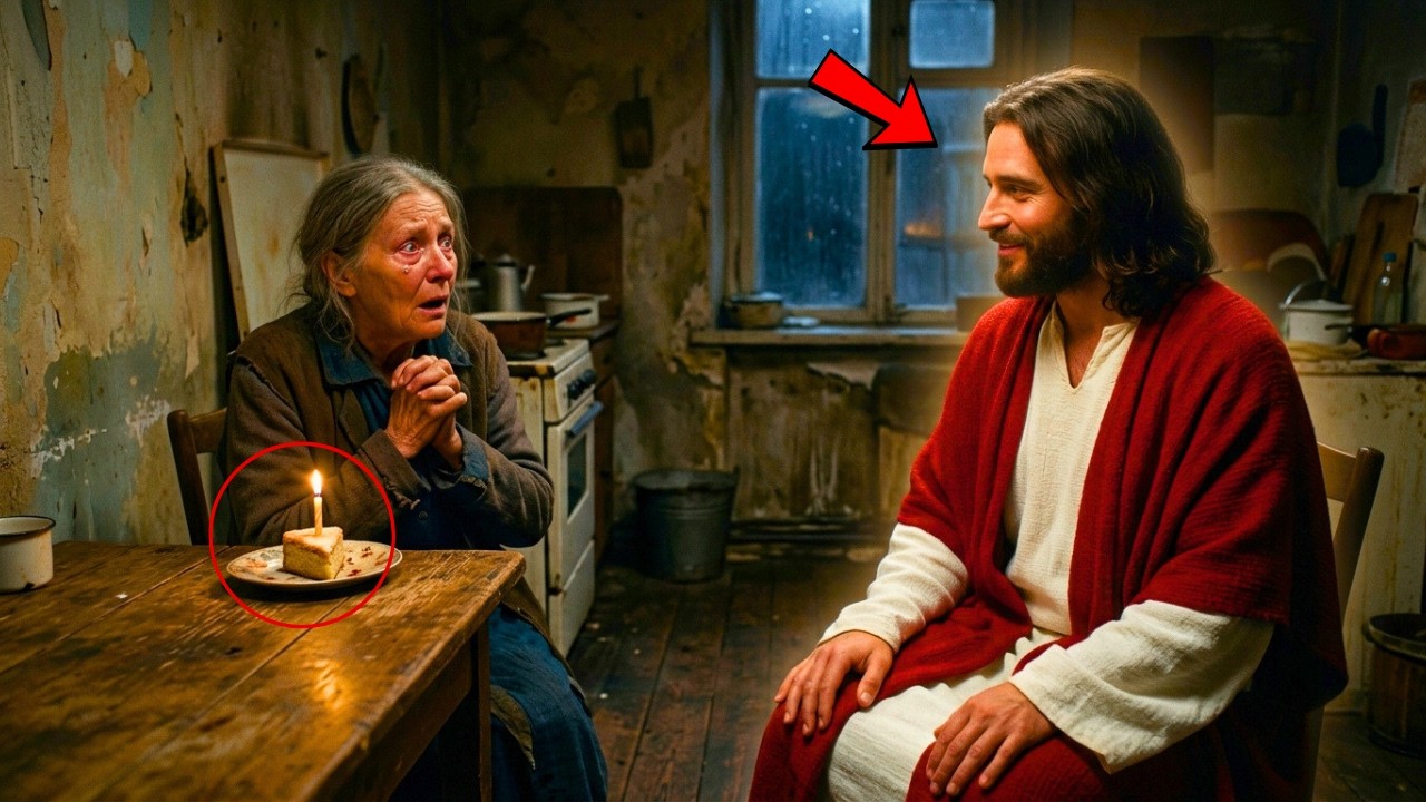 SAMOTNA STARUSZKA zapaliła świecę w urodziny, bo nikt nie przyszedł... Nagle usiadł z nią JEZUS.