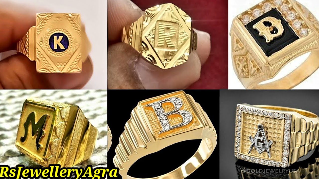 22 K Gold Ring for Boys - BjRi16698 - 22K Gold Ring for boys designed with  machine cuts in matte and shine finish combination.