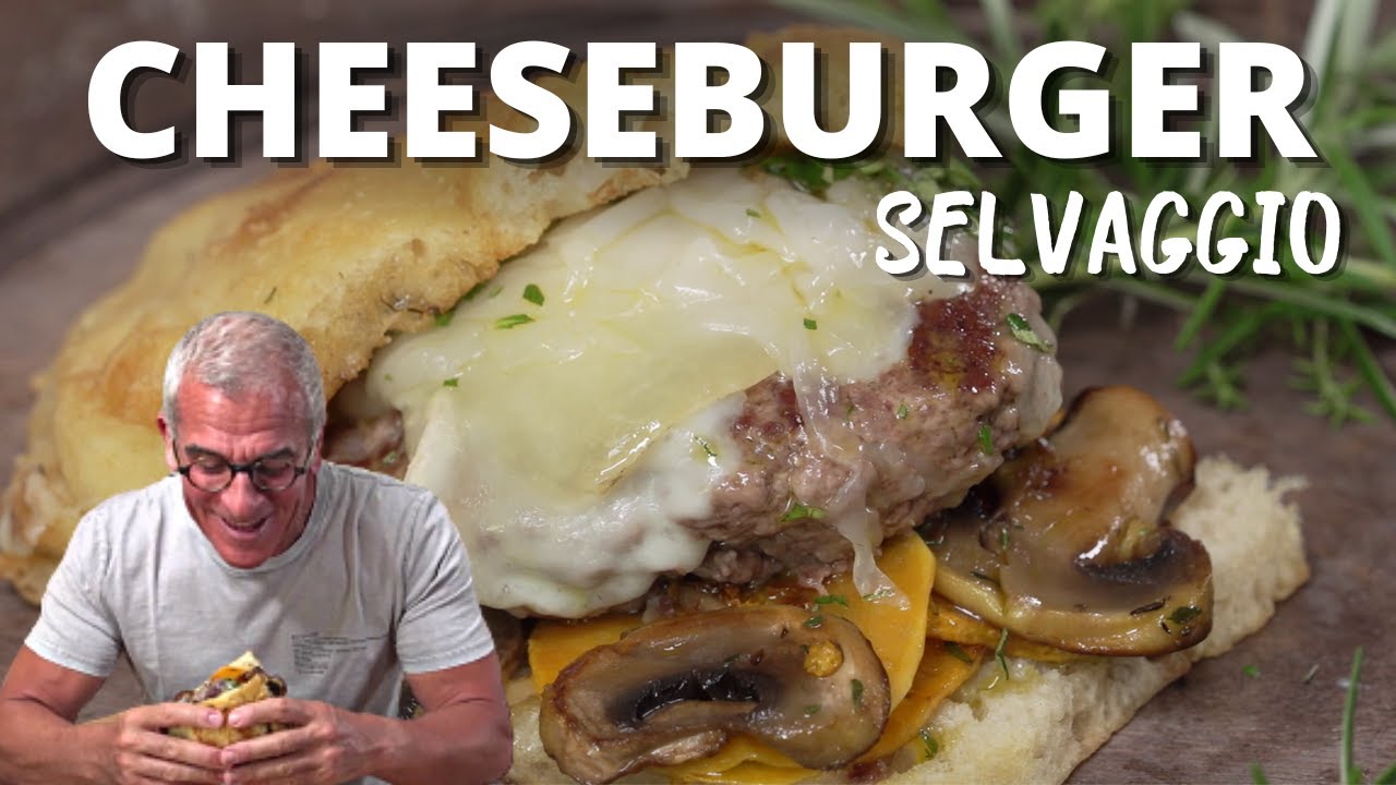 Wild Boar Cheeseburger with Lardo, Pecorino, Mushrooms and Pumpkin