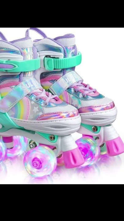 Patins 4 Rodas Infantil Arco Íris Led Kit Proteção