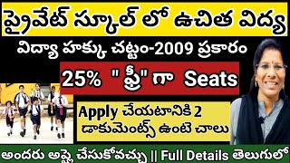 FREE EDUCATION IN PRIVATE SCHOOLS in AP-2024,25% FREE SEATS for STUDENTS,FULL DETAILSnotification