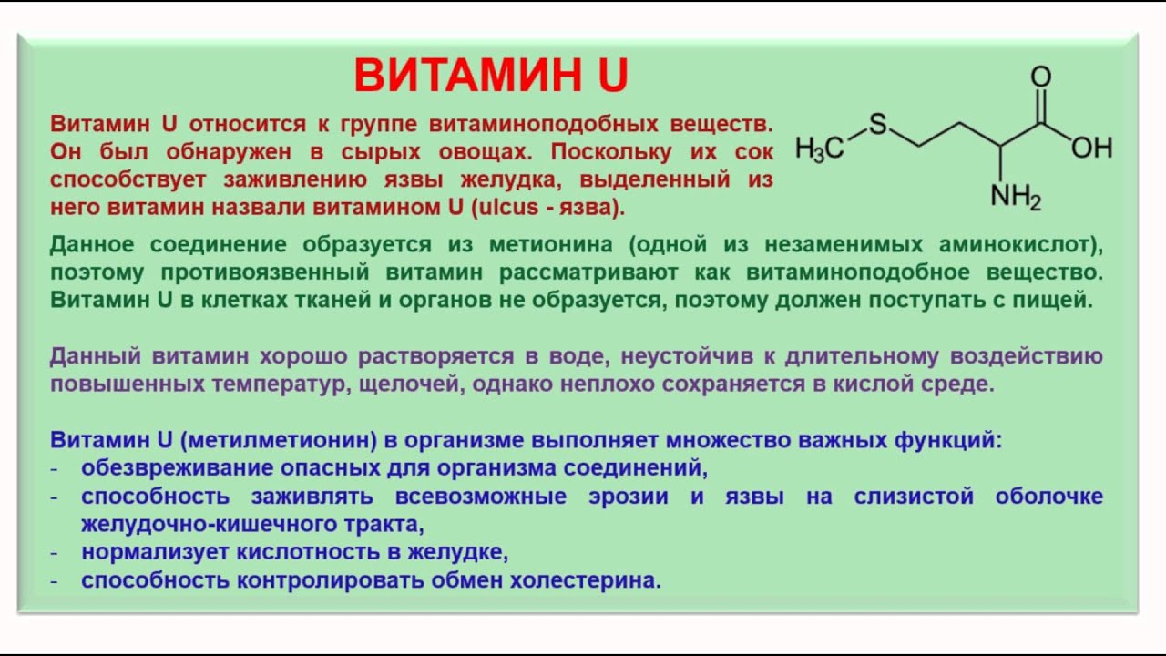 204. Органическая химия. Тема 28. Витамины. Часть 22. Витамин U - YouTube