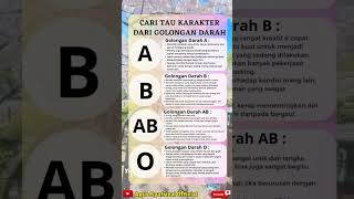 Karakter Sesuai Golongan Darah #goldarab #goldaro #goldarb #goldara #golongandarahab #golongandaraha