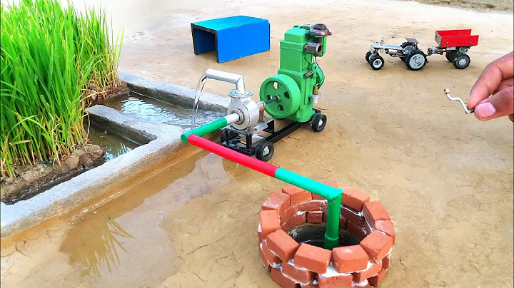 diy tractor mini well water pump diesel engine science project || @KeepVilla
