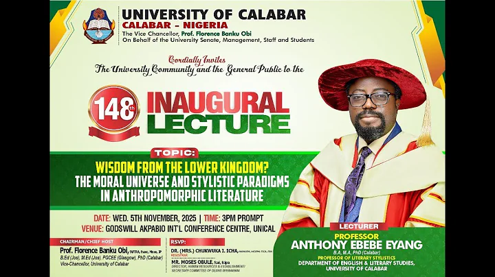 LIVE NOW 🎓 | 148th Inaugural Lecture – Prof. Anthony Ebebe Eyang