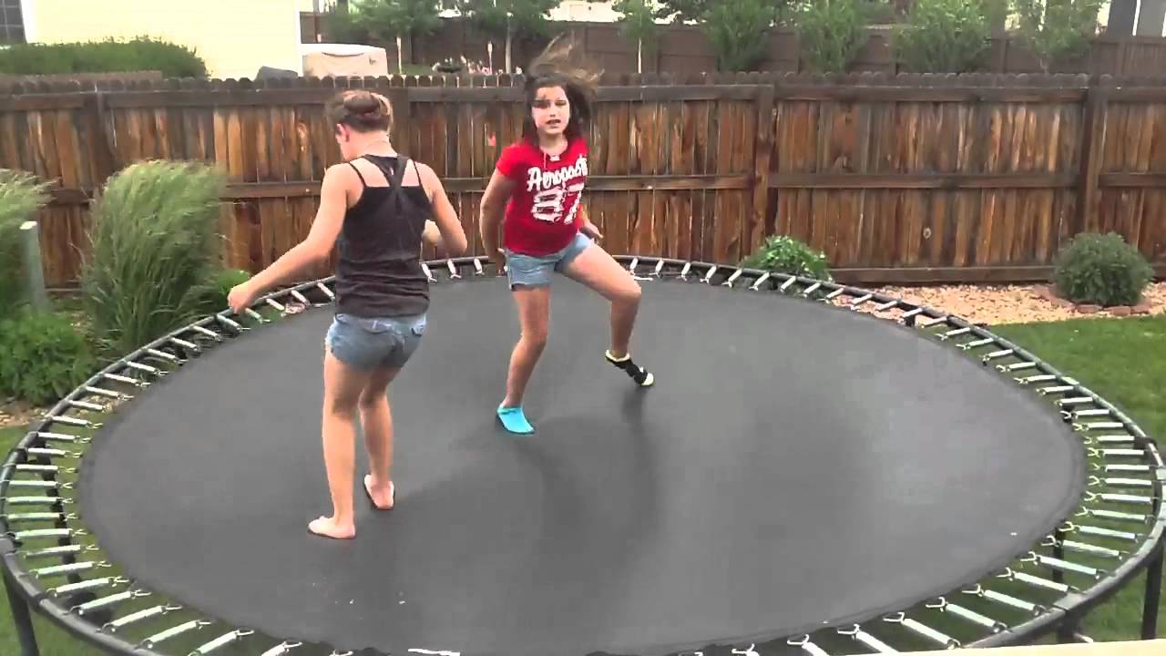 Girls jumping on trampoline - YouTube