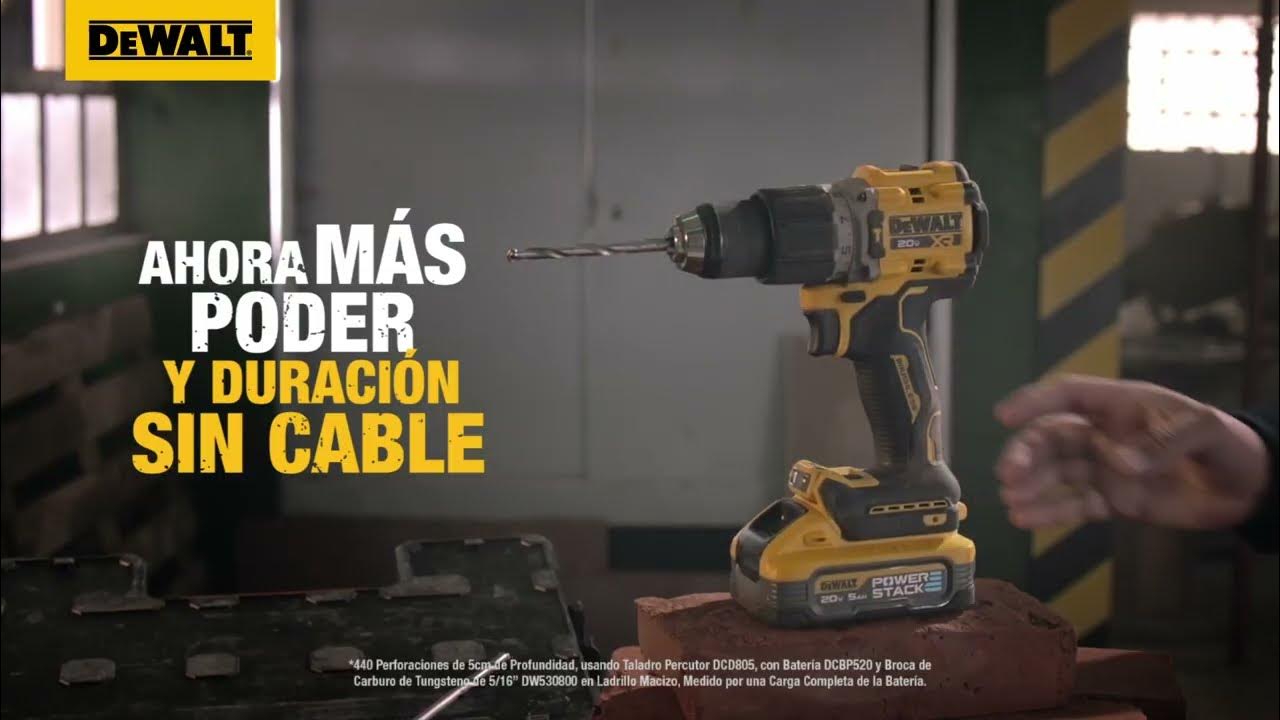 Taladro Percutor Inalámbrico DEWALT DCD805 y Batería POWERSTACK