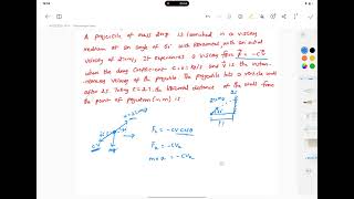 Drag force in projectile motion jee advanced 2025