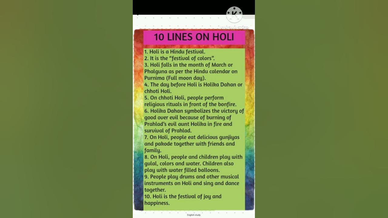 five lines on holi