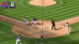 SF@COL: Barnes, Adames nab Belt at home plate