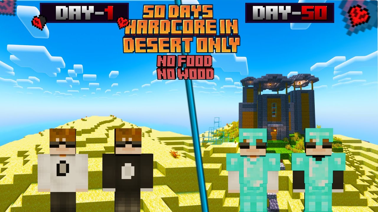 Surviving 50 Days in Hardcore In Desert Island Only in  Minecraft | Hindi