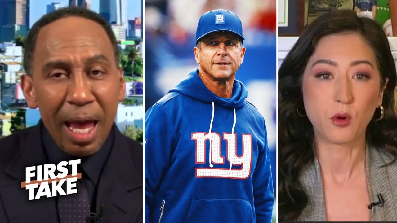 FIRST TAKE | Mina Kimes heated on Stephen A. Smith NOT think much of John Harbough hire by Giants