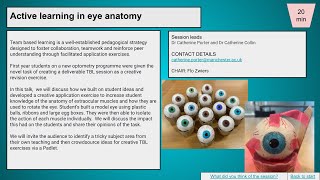 Session 4A: Active learning in eye anatomy
